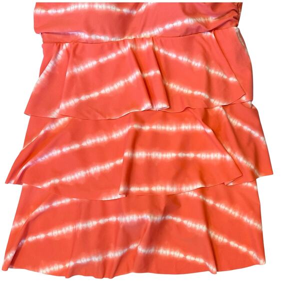 NWT Catherine's Tie Dye Tiered Swim Dress Coral Striped Plus Size 18W - Picture 4 of 12